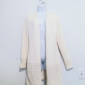 Chico's Off White Knit Swing Lace Back Sweater 0